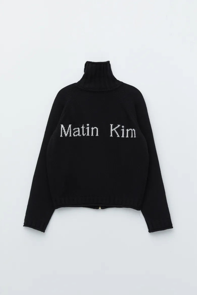 Matin Kim高領針織拉鍊外套 黑色