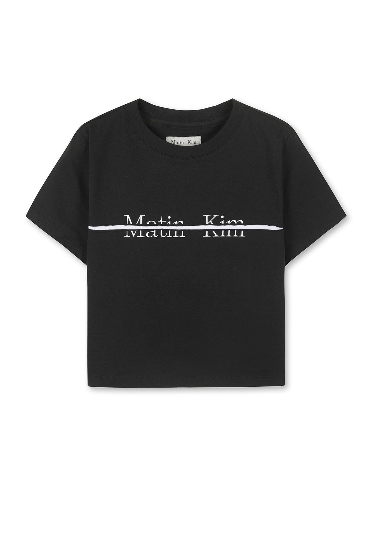 MATIN KIM切線LOGO短版上衣 黑色